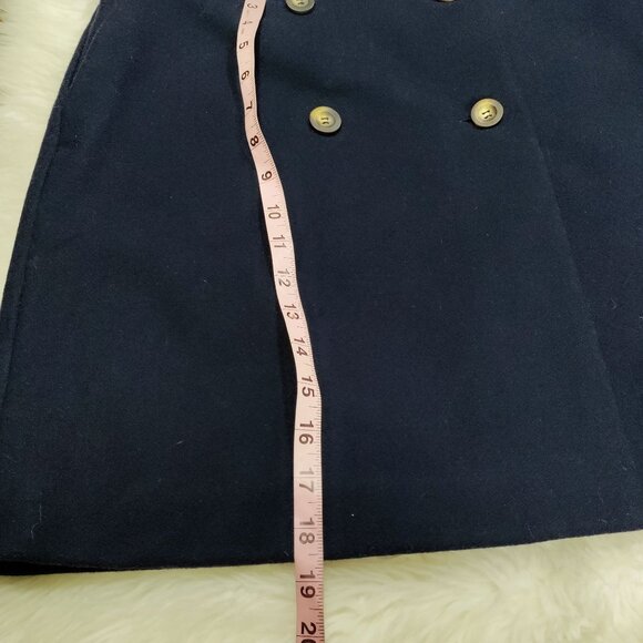 Boden Navy Blue Wool Blend Preppy Button Front  Eloise Wrap Mini Skirt Size 10 - Picture 13 of 13